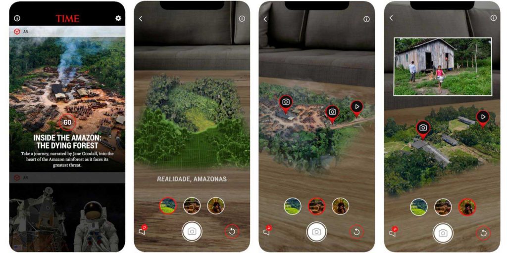 Time Magazine AR Spatial Journalism Mobile Screenshots on Amazon Forest Fire